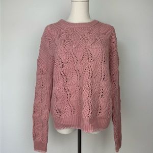 Splendid Wool Blend Cable Knit Pullover Sweater Size Large Women Pink